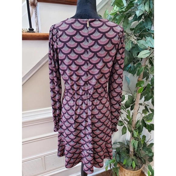 Michael Kors Women Multicolor Balloon Sleeve Round Neck Knee Length Dress Size M - Picture 2 of 13